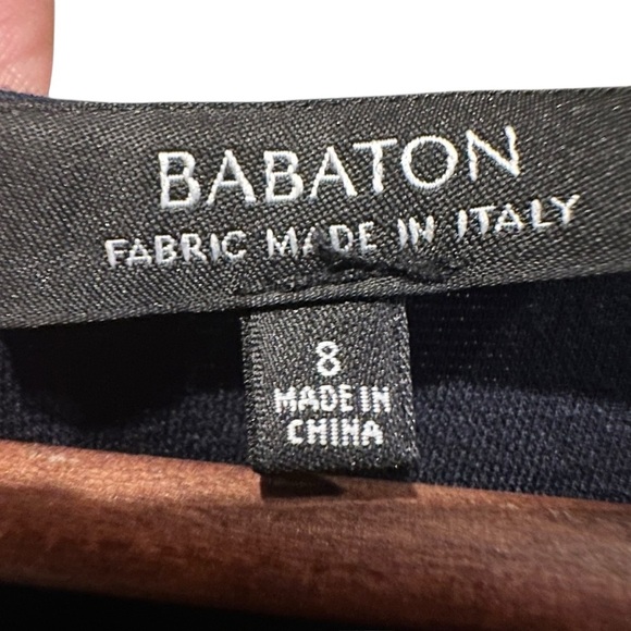 Babaton Scoop Neck Stretch Sheath Dress Navy w/Black Side & Sleeve Panels Size 8 - Picture 5 of 8